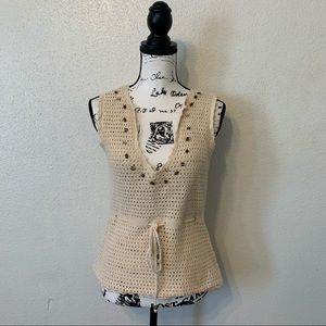 Express Crochet Wood Beads Tie Sweater